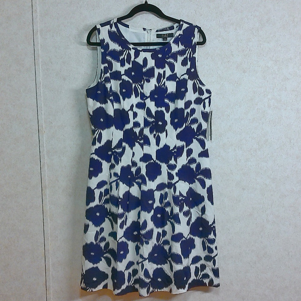 NWT Alex Marie Sophia Midi Dress, Color:Splendid Romance Pleated w/ Lining Sz 16